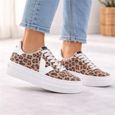 Victoria Barcelona Platform Lace Trainer - Leopard Print